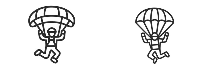 Parachutist Descending with Open Canopy, Minimalist flat design