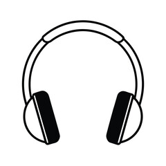 Stylish black silhouette over ear headphones for advertising