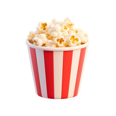 Delicious fluffy popcorn in a classic red and white striped bucket