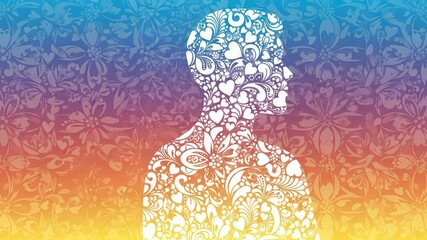 Hispanic heritage month celebration with silhouette of a man filled with decorative patterns on colorful background hispanic heritage month - Powered by Adobe