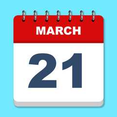March calendar icon on a blue background