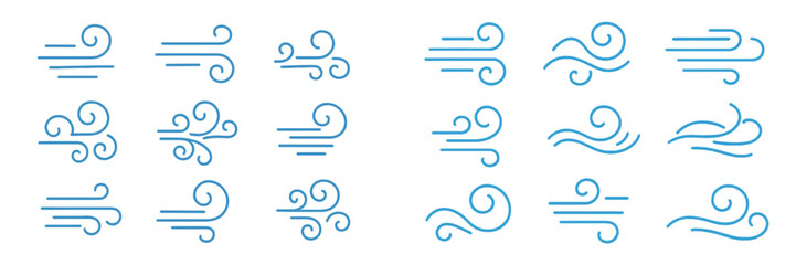 Stylized Wind Icons Set, Minimalist flat design