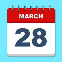 March calendar icon on a blue background