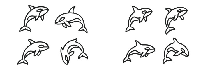Orca Killer Whale Marine Mammal Outline, Minimalist flat design