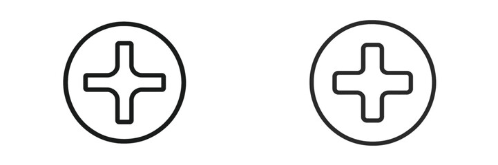 Obraz premium Plus Sign in Circle Icon, Minimalist flat design