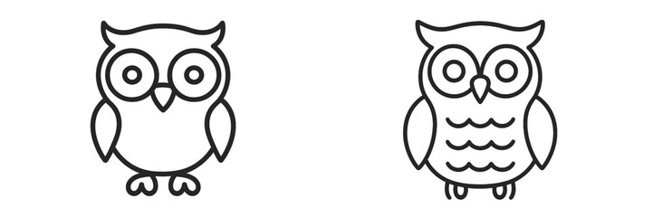 Stylized Owl Outline Graphic, Minimalist flat design