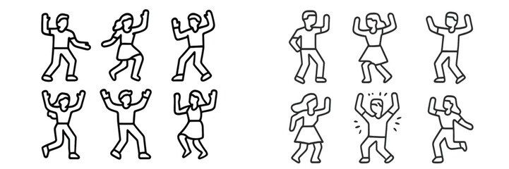 People Dancing and Celebrating, Minimalist flat design