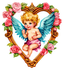Fototapeta premium PNG Angle printable sticker angel heart baby.