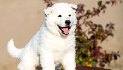 Playful white puppy