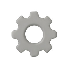 Detailed 3D Rendering of a Single Gray Cogwheel Isolated on a Transparent Background for Technical Illustrations