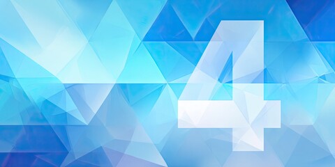 Abstract blue geometric background with a translucent white number four overlaid on a mosaic of triangles