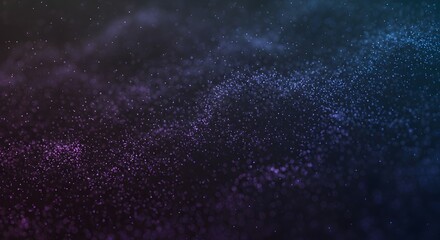 Obraz premium Abstract dark background with glowing purple and blue particles and dust