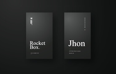 Simple and Elegant Dark Mode Business Card Design &ndash; Vertical Layout