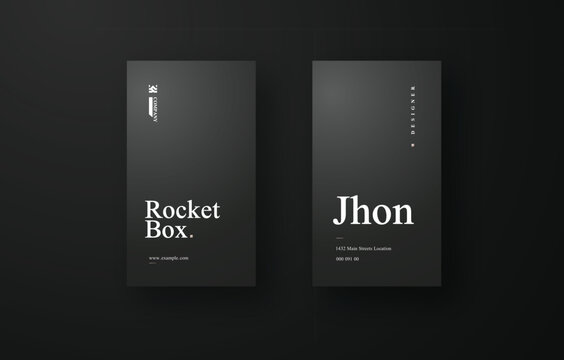 Simple and Elegant Dark Mode Business Card Design &ndash; Vertical Layout