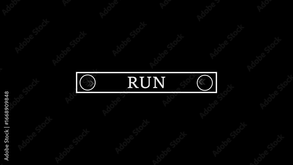 Aufkleber glowing white text cursor animation. design is run button vector sign, symbol, pointing towards down