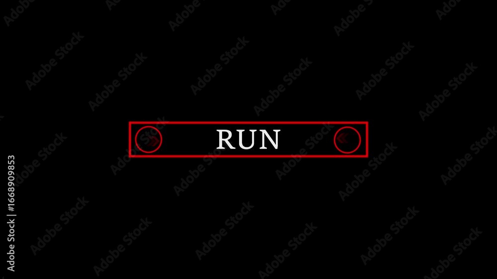 Aufkleber glowing white text cursor animation. design is run button vector sign, symbol, pointing towards down