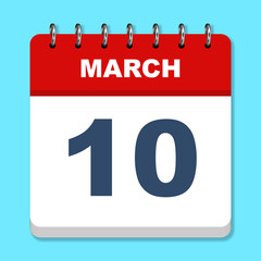 March calendar icon on a blue background