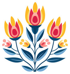 PNG Vector tulips impressionism pattern flower yellow.