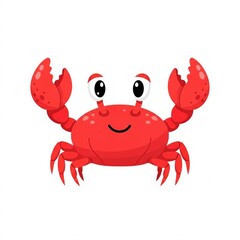 Cute cartoon crab with big claws isolated on white background for kids and decoration