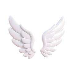 Obraz premium 3D White Angel Wings Isolated on Transparent Background with Detailed Feathers and Soft Curves