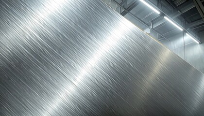 Polished metal sheet in industrial setting