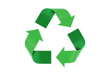 Fototapeta premium universal green recycling symbol with three mobius loop arrows, representing sustainability, environmentalism, and the reduce, reuse, recycle philosophy, isolated on a transparent background