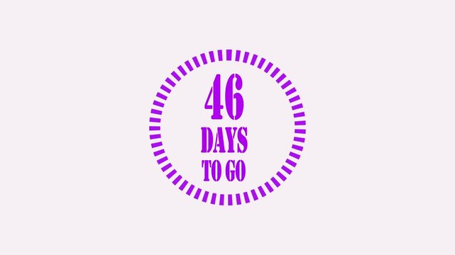 45 days to go, 45 days count animation, motion graphics running numbers counting days, 30 days in a month, 30 days left, 4K HD video with white and green background alpha channel