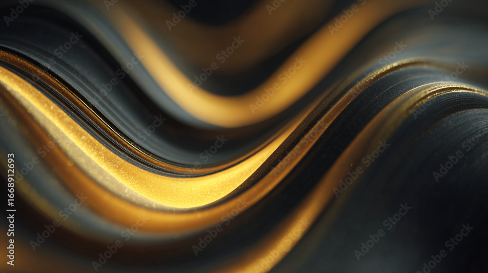 Poster abstract waves of gold and dark gray creating a flowing and elegant background design element for ar
