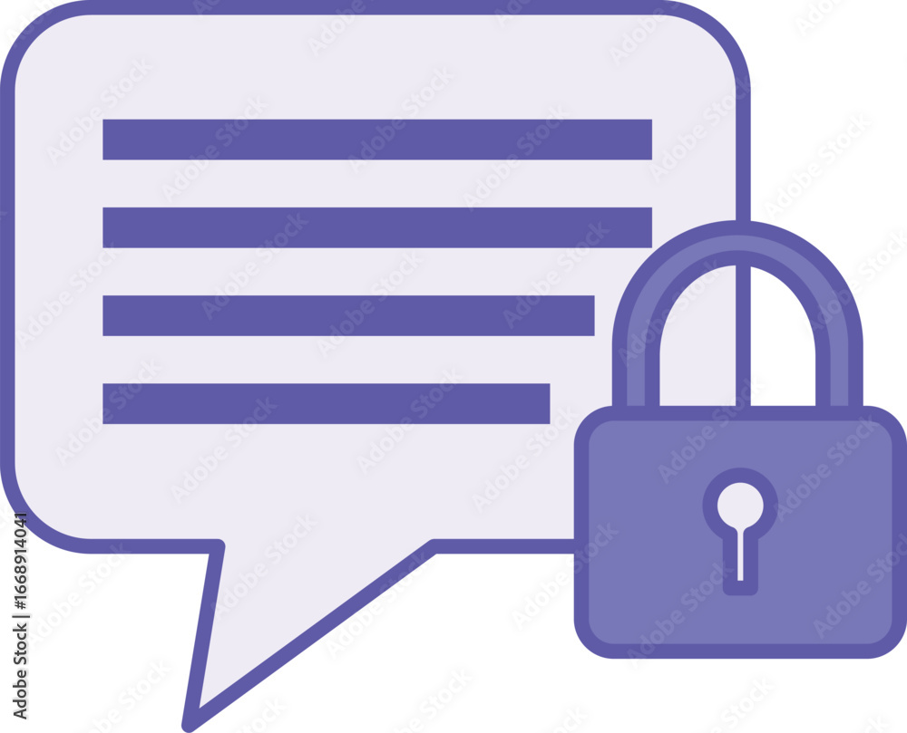 Poster colored private message icon. vector illustration. speech bubble and padlock. private online chat ch