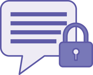 Colored Private Message Icon. Vector Illustration. Speech Bubble and Padlock. Private Online Chat Channel Accessible Only to Chat Participants. Password and Data Security Concept