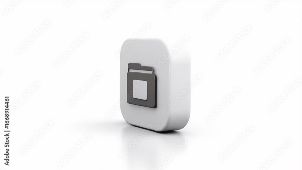 Poster dynamic 3d folder icon animation: clean white background
