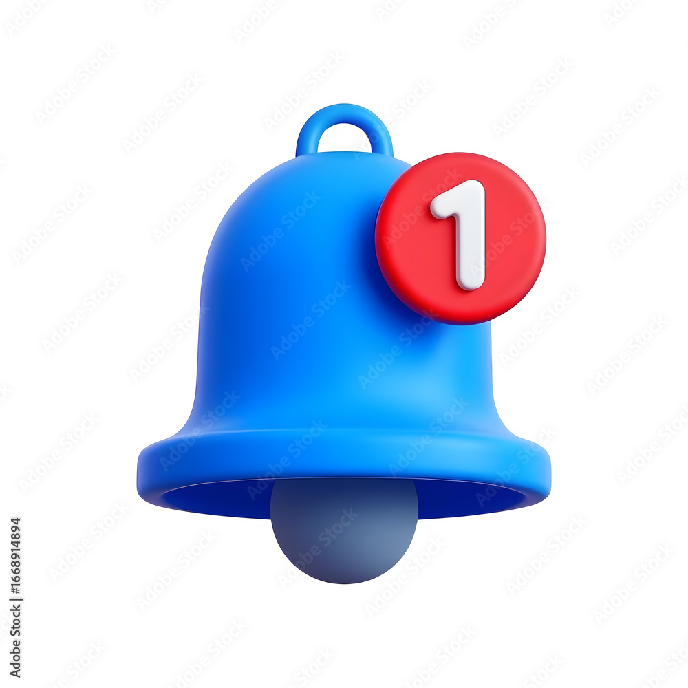 Poster blue notification bell with red alert badge and numeric indicator