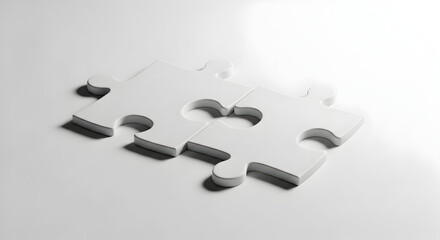 Obraz premium Two Interlocking Puzzle Pieces in Matte Gray — Conceptual Jigsaw Match Representing Problem Solving, Collaboration, and Fit