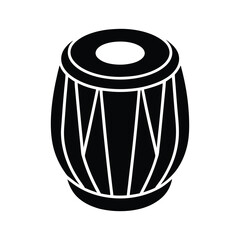 silhouette of a decorative tabla on white background