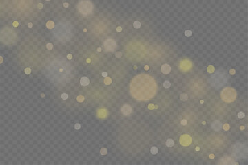 Golden bokeh lights on dark background with soft glowing particles