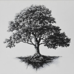 A realistic tree of life drawing but the tree is on the thinner side.
