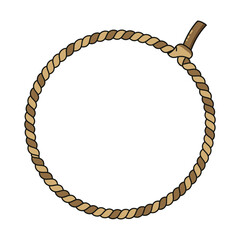 a brown rope with a knot in a loop on a white background