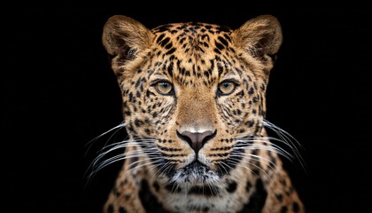 majestic amur leopard portrait isolated on black background wildlife conservation image