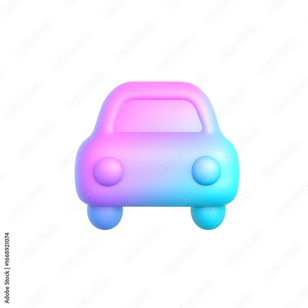 Poster vibrant gradient 3d car icon isolated on transparent background for digital design projects