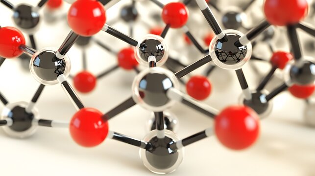 Abstract Molecular Structure Red Black Atoms Science