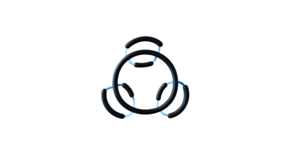 Abstract Glowing Blue Tech Symbol Black Background