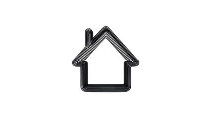 Abstract Metallic Home Icon Black Background