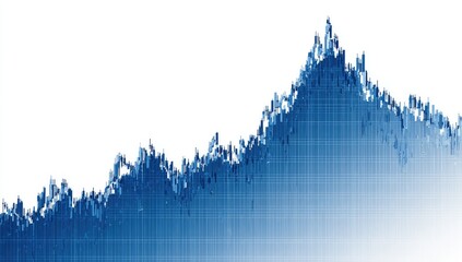 Abstract blue graphic, rising mountain range effect