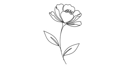 Obraz premium Elegant botanical minimalism: Continuous line drawing of a blooming floral