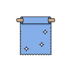 Vector icon of a fabric roll. Textile material for sewing and craft projects.
