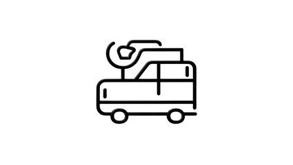 Fototapeta premium Glossy SUV Surfboard Road Trip Outline Black Icon