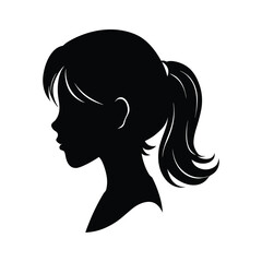silhouette of a girl s side face with hair and nose
