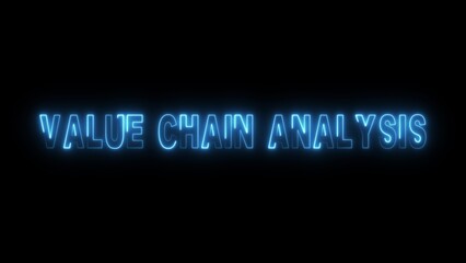 Blue Neon Glow Text " VALUECHAINANALYSIS" on Black Background value chain analysis business