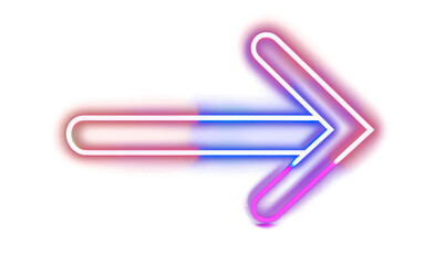 3D render of neon arrow icon light.