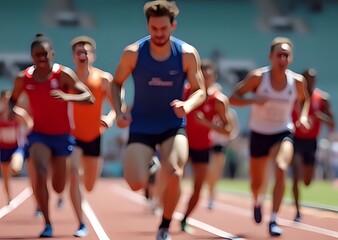 Fototapeta premium Runners in a Track and Field Race